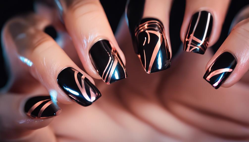 shiny chrome nail design