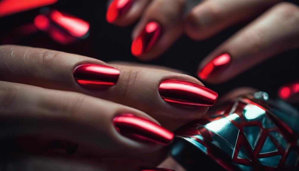 shiny futuristic nail design