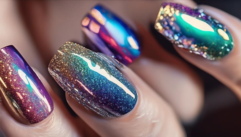 shiny gradient nail art