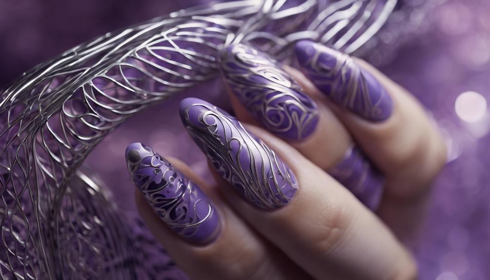 shiny purple chrome nails