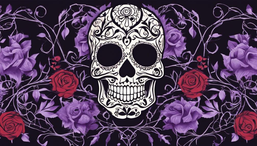 skull and floral design