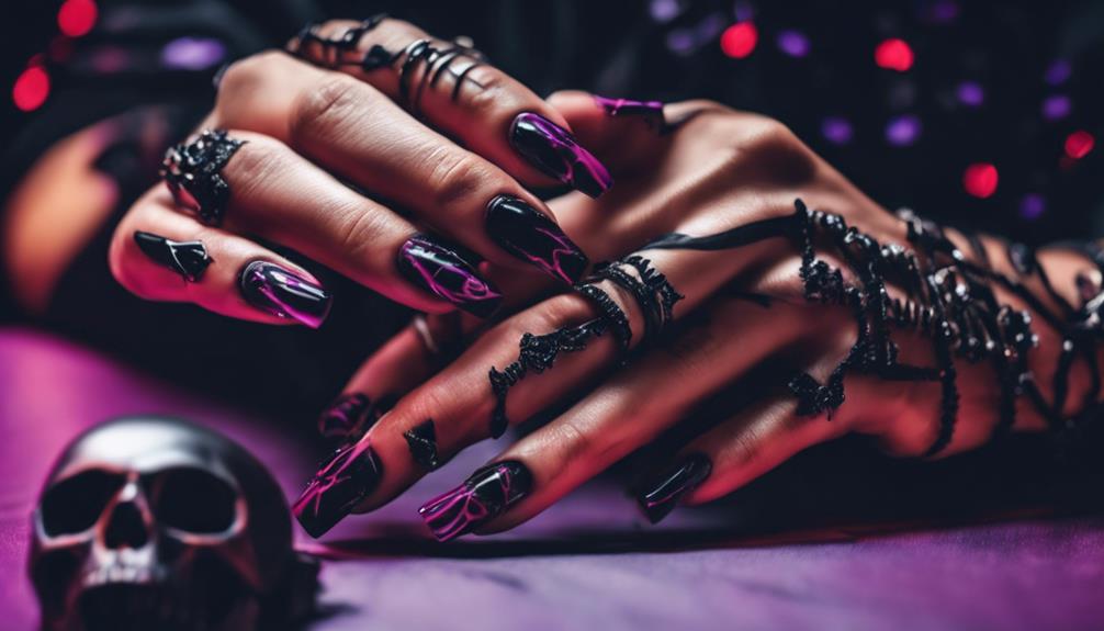 skull themed nail art