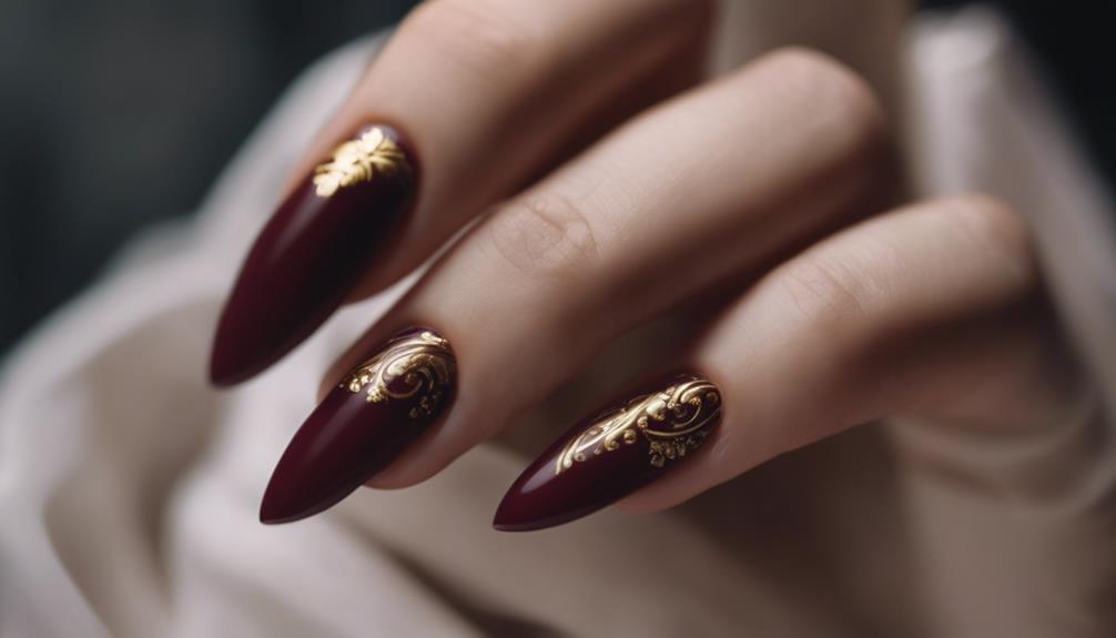 sophisticated burgundy nail design
