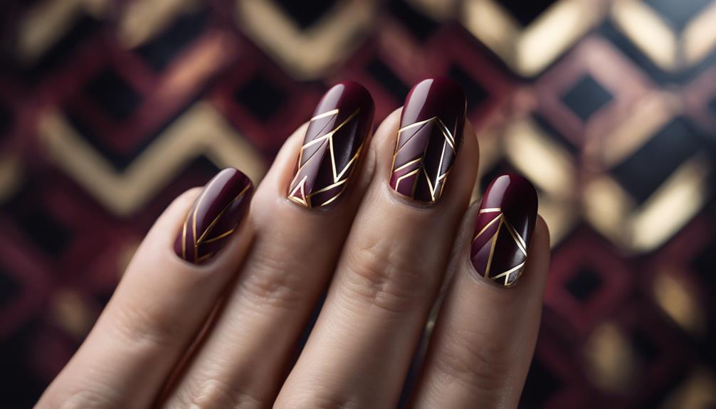 sophisticated burgundy nail design