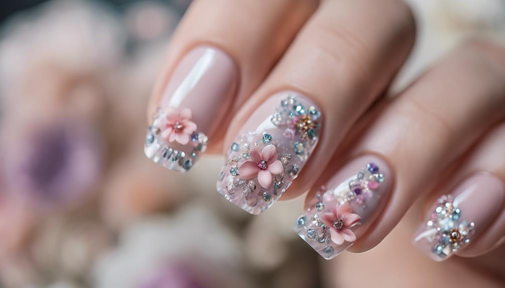 sparkling floral nail design