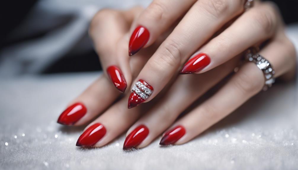 sparkling red nail design