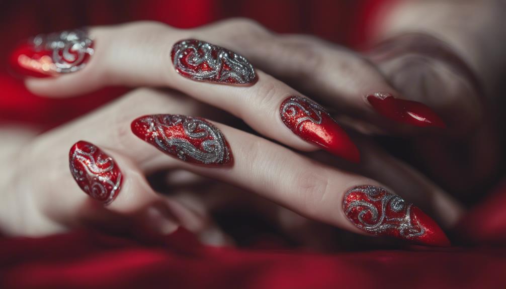 sparkling red nail fashion