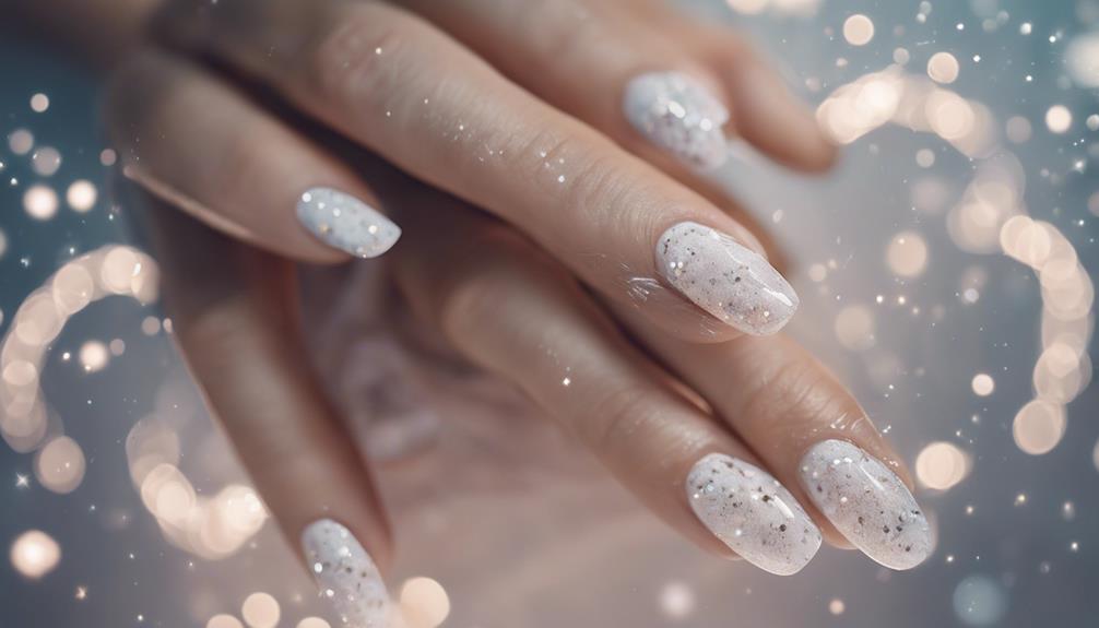sparkling white nail art