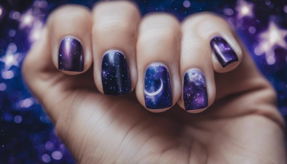 starry nails at night