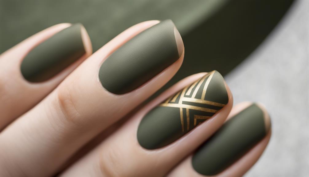 stylish olive green nails