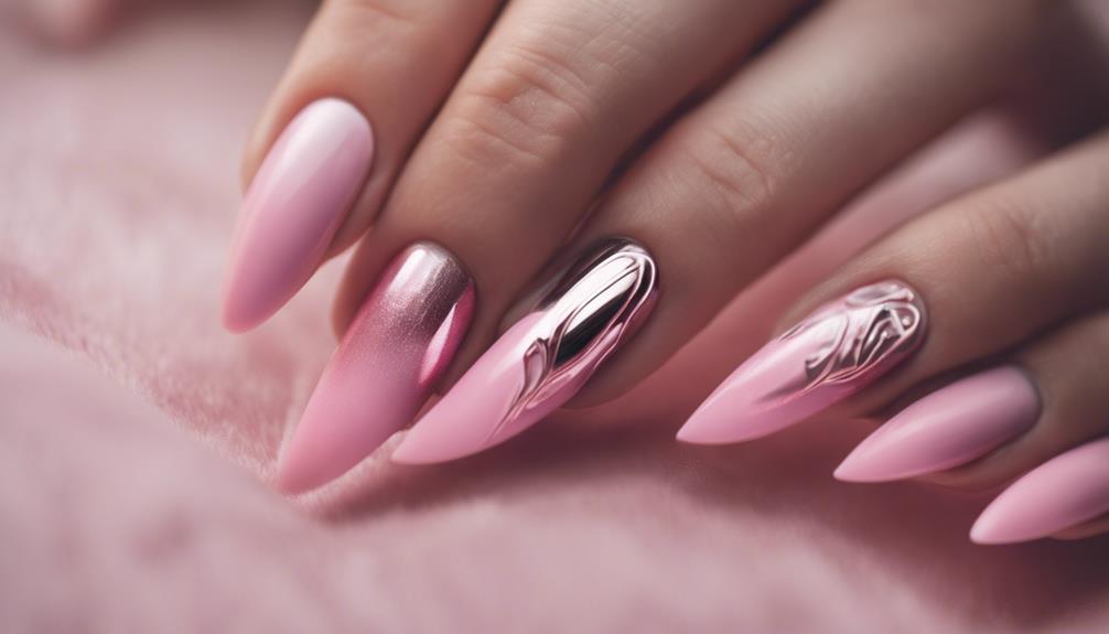 stylish pink chrome manicure