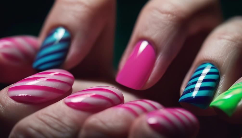 vibrant diagonal nail designs