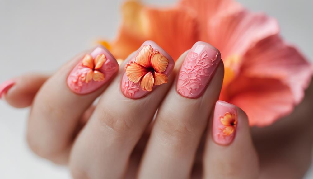 vibrant floral nail art