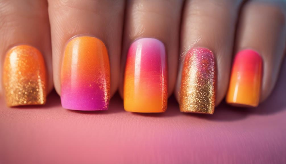 vibrant gradient nail design