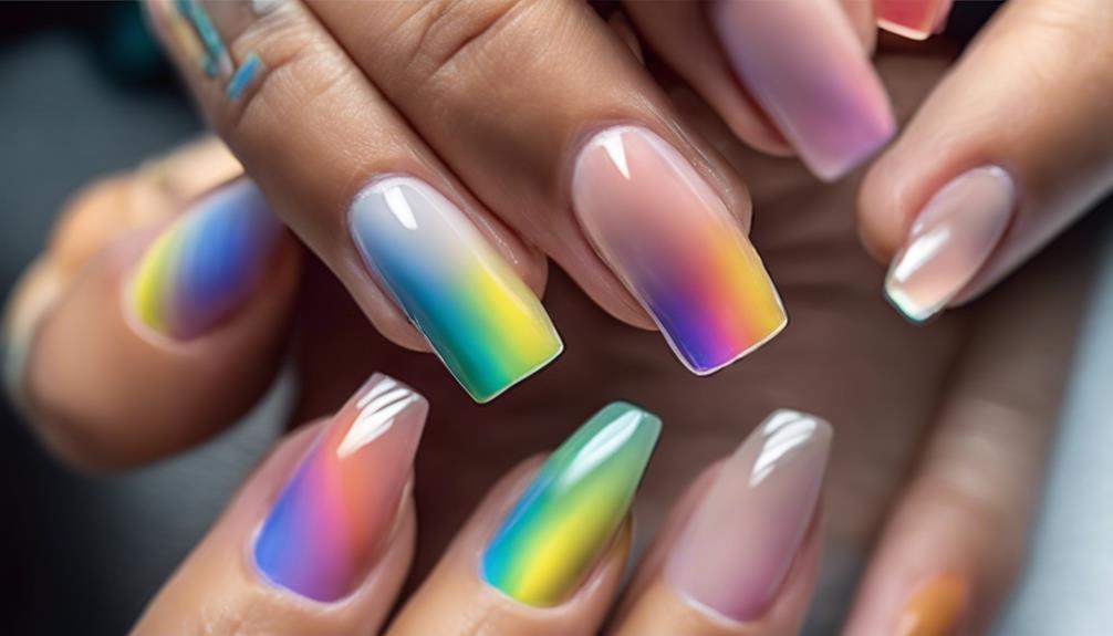 vibrant rainbow french tips