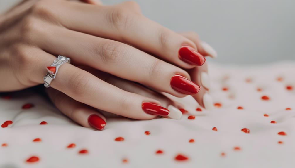 vibrant strawberry accent nails