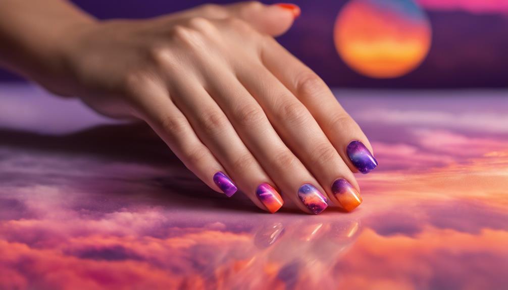 vibrant sunset nail art