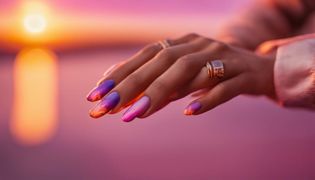 vibrant sunset nail art