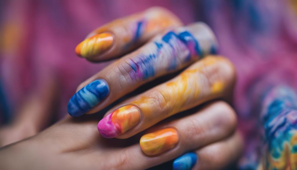 vibrant tie dye nails