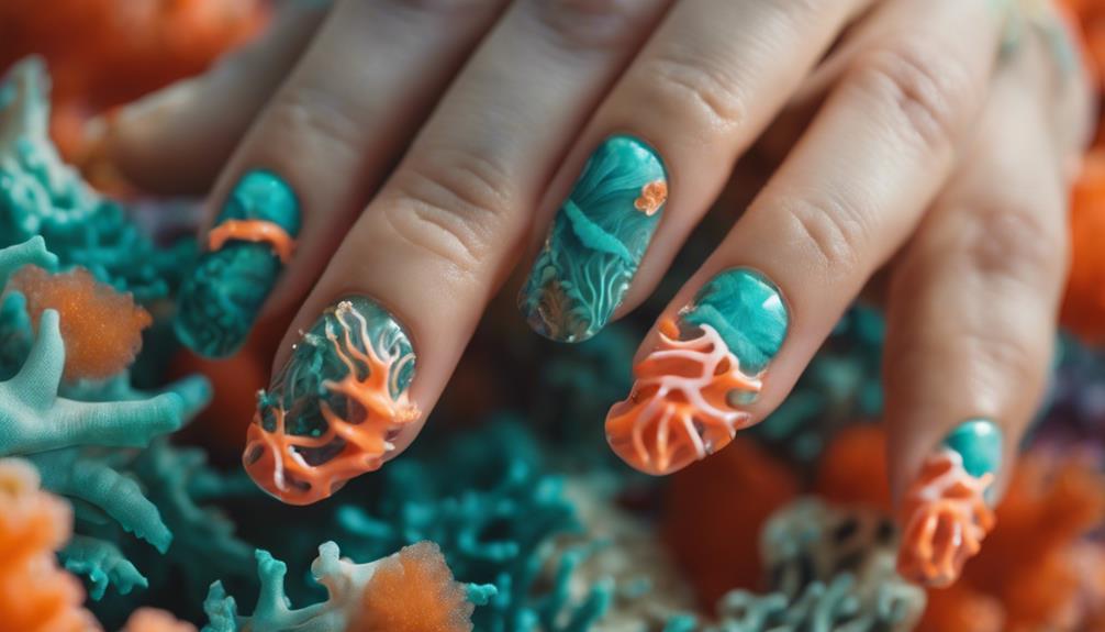 vibrant underwater nail art