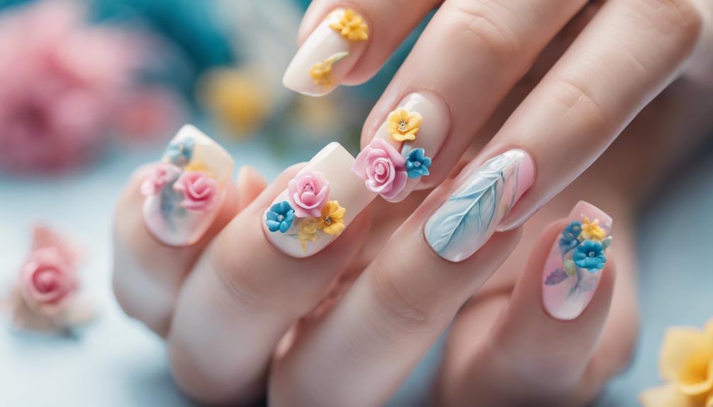 whimsical floral nail art