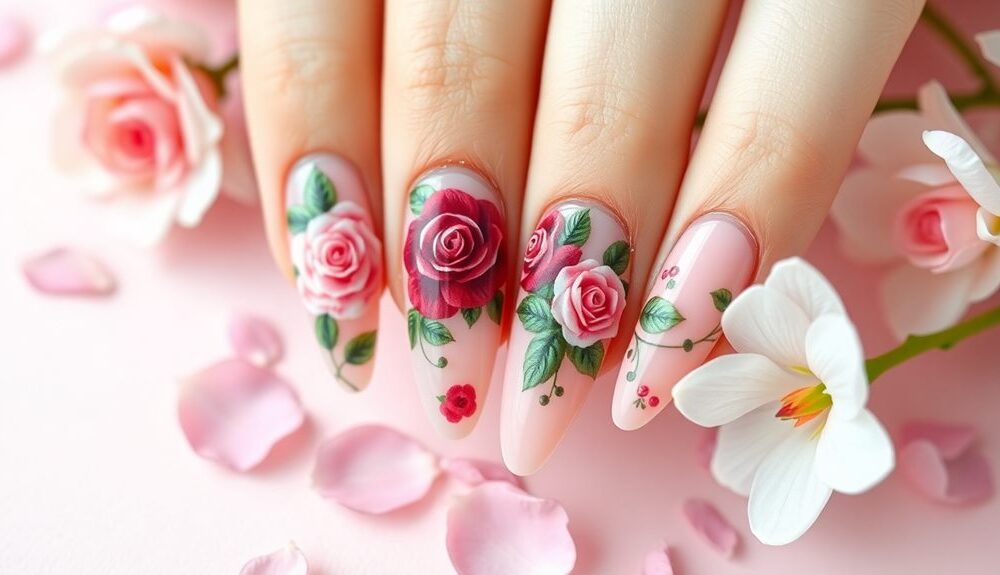 blooming rose nail designs