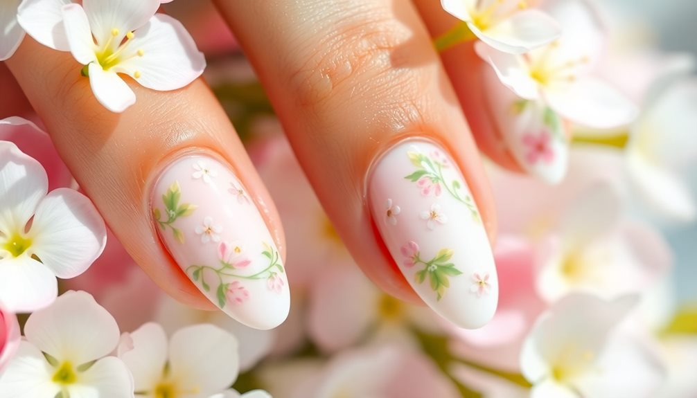 blooming spring almond nails