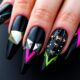 bold black y2k nails