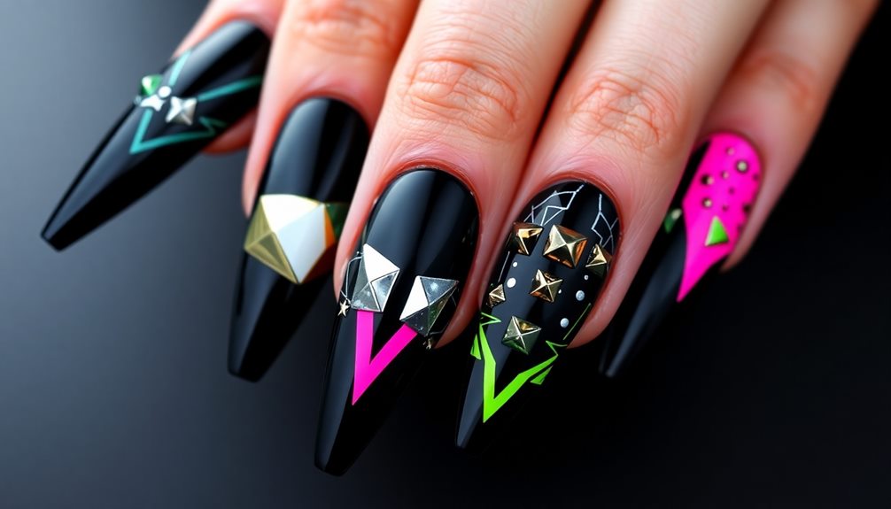 bold black y2k nails