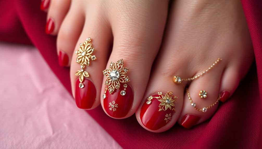 bold classy red pedicure