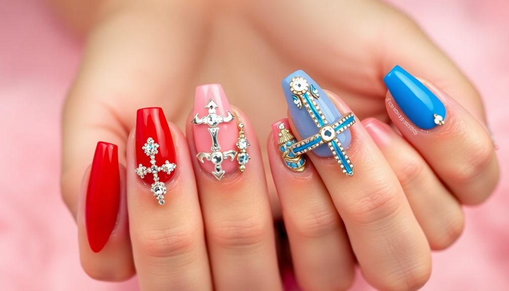 bold cross nail art