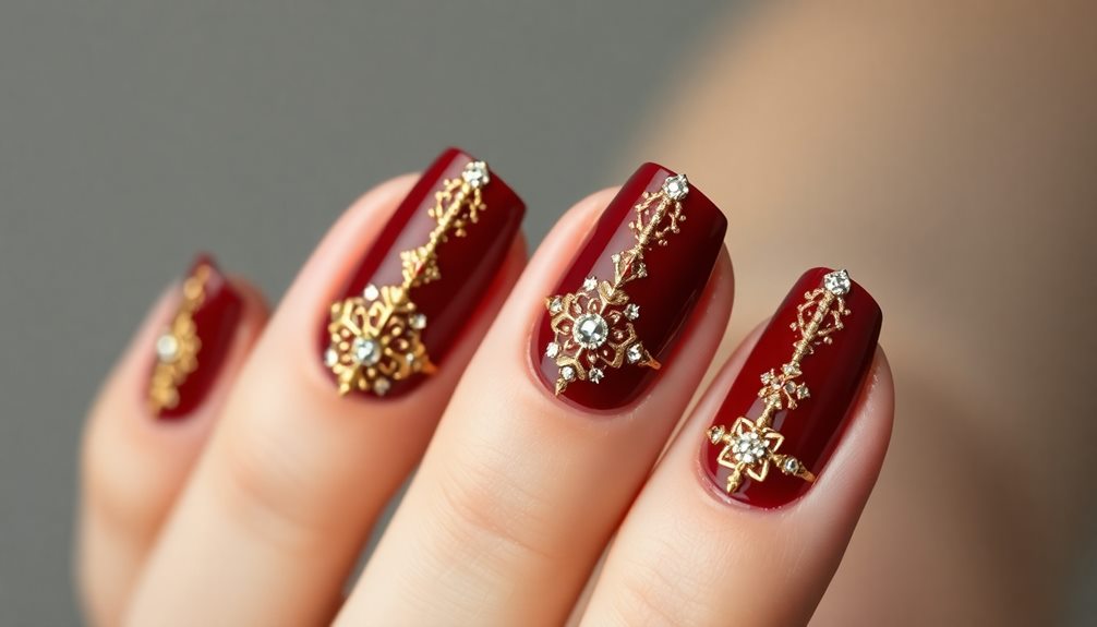 bold dark red nails