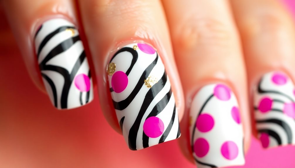 bold zebra nail art