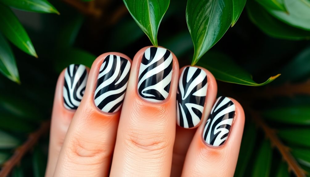 bold zebra print nails