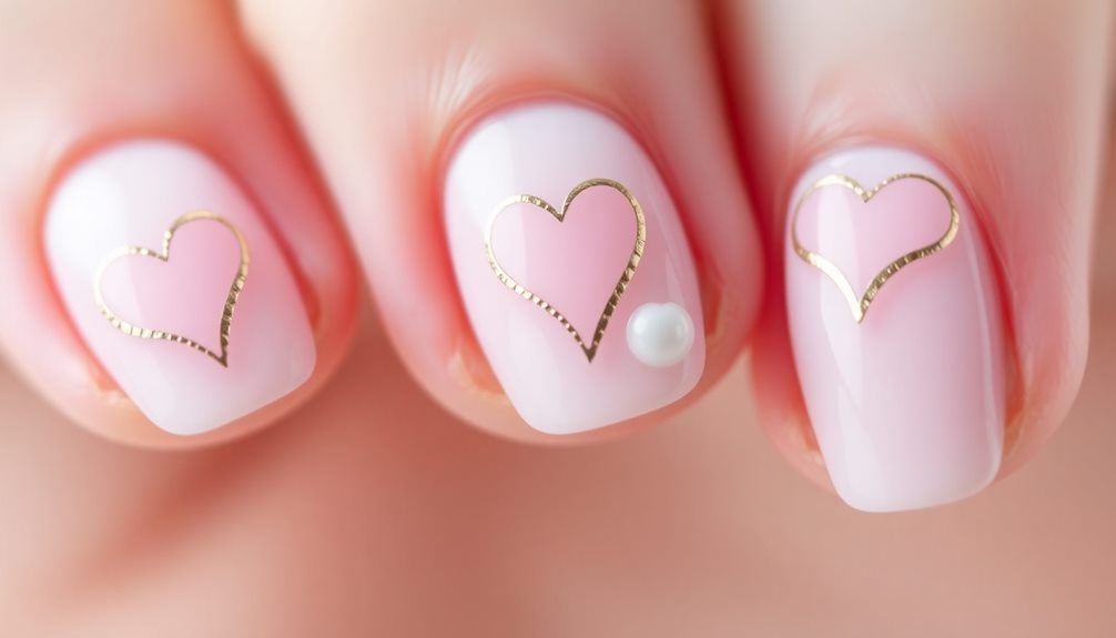 charming heart nail art