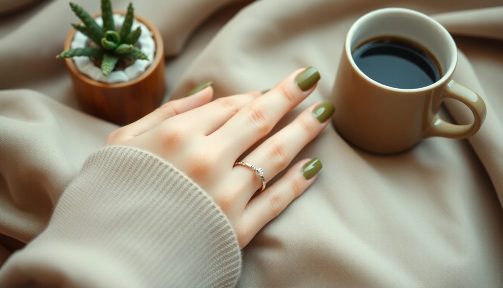 chic olive green manicure