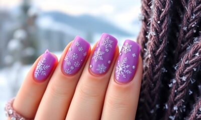 cozy purple winter nail designs