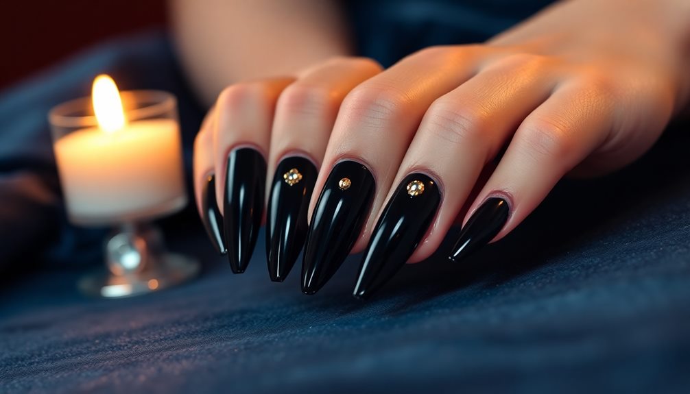 elegant black prom nails