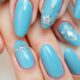 elegant blue almond nails