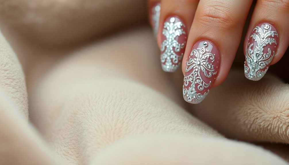 elegant silver nail art