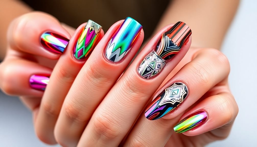 futuristic chrome nail designs