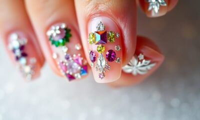 glamorous nail rhinestone designs