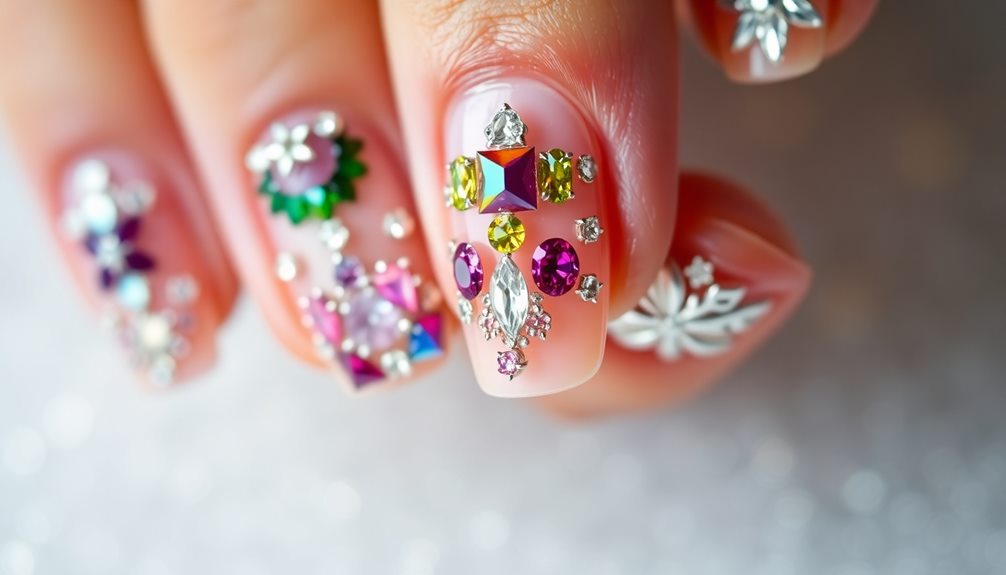 glamorous nail rhinestone designs