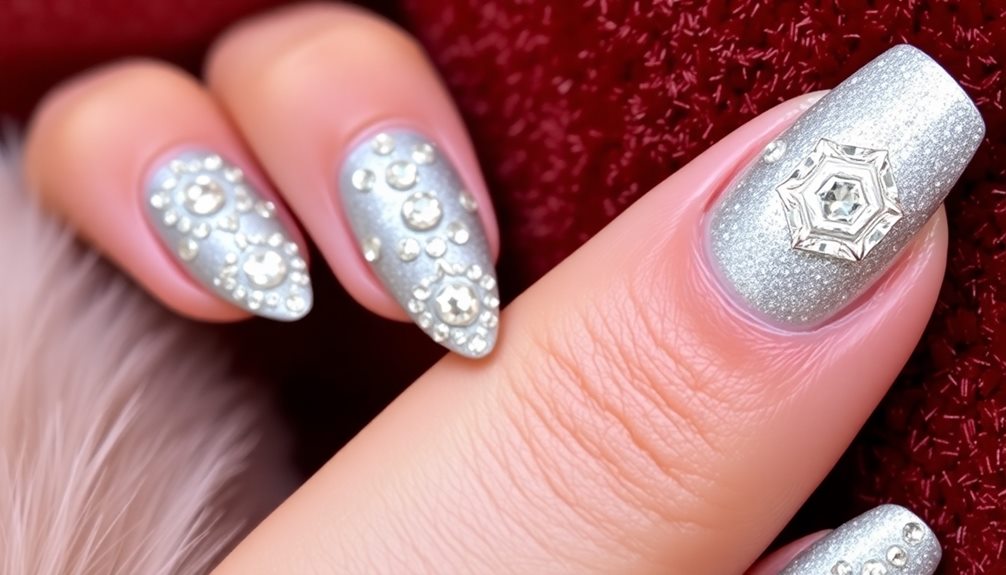 glamorous silver nail designs