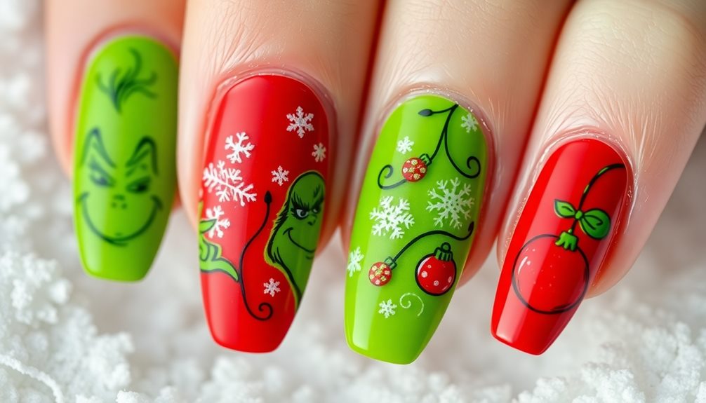 holiday grinch coffin nails