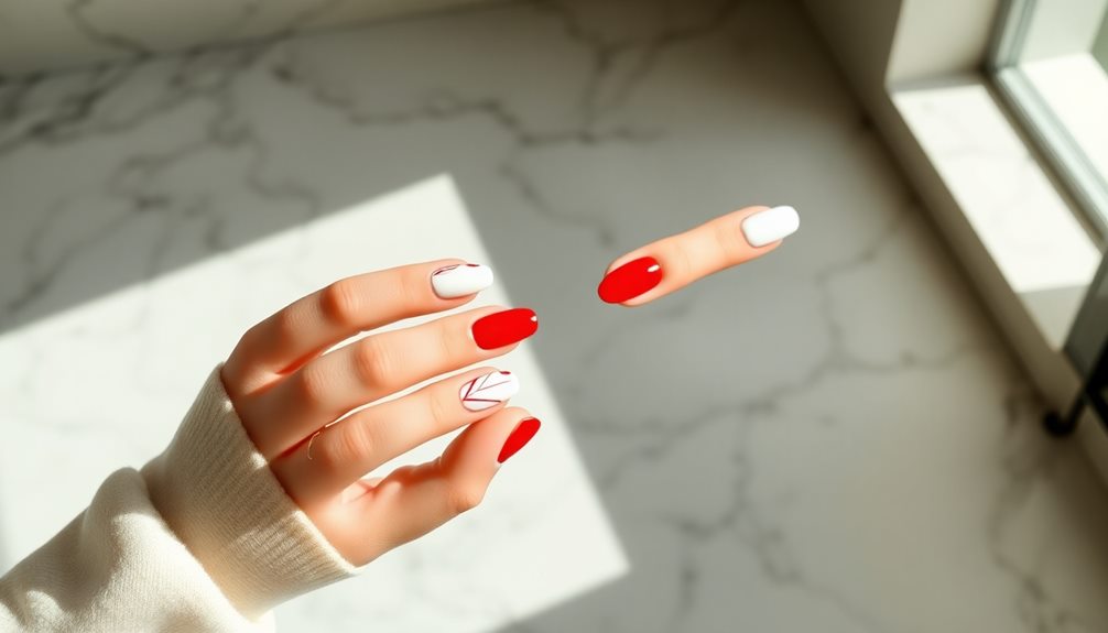 modern red white nail designs