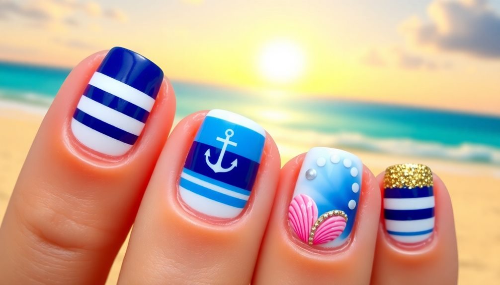 nautical summer cruise nails