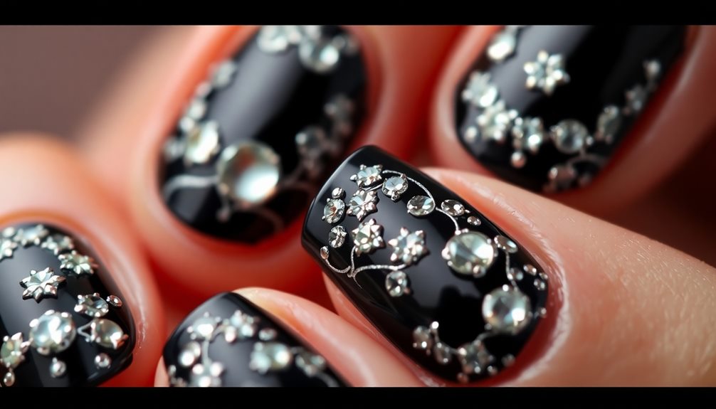 rhinestones enhance nail designs
