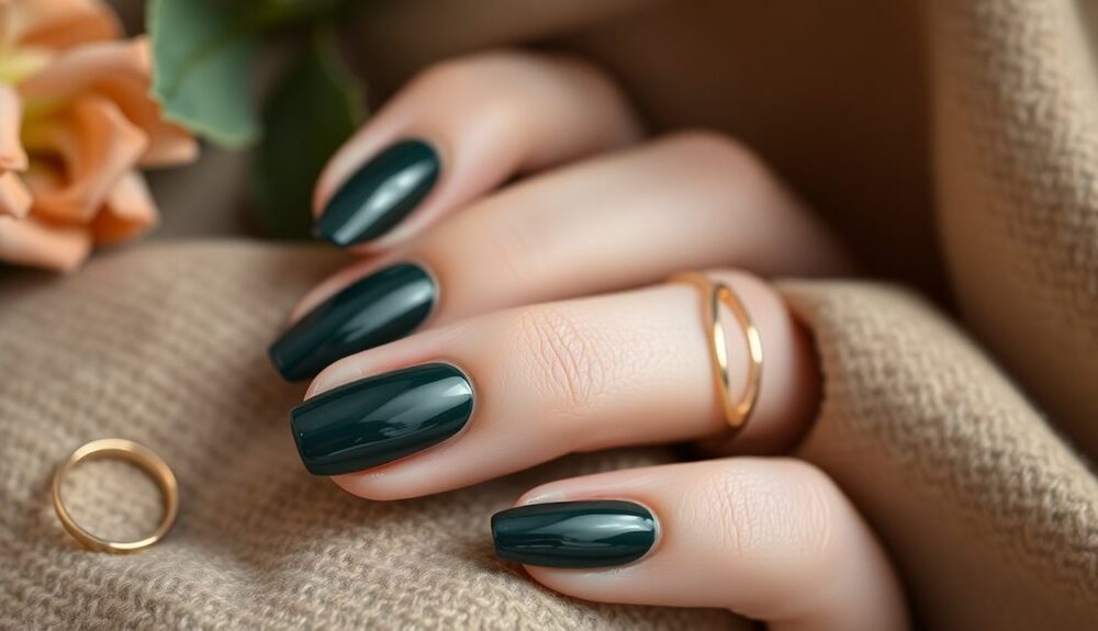 sophisticated dark green nails