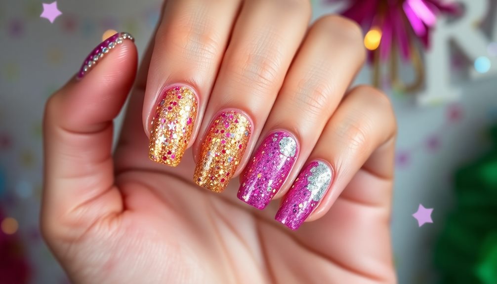 sparkling birthday nail art